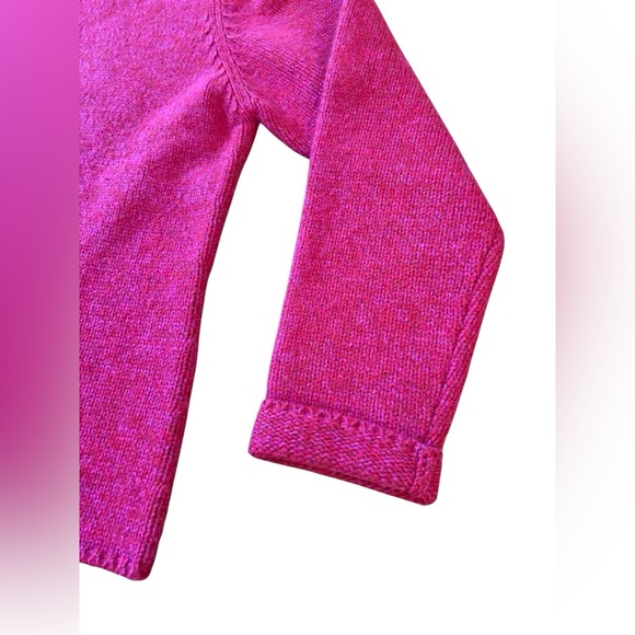 L.L. Bean Womens Knit Sweater Size M Reg Red Pink Marled Lambswool Angora Zip-Up - Picture 5 of 7